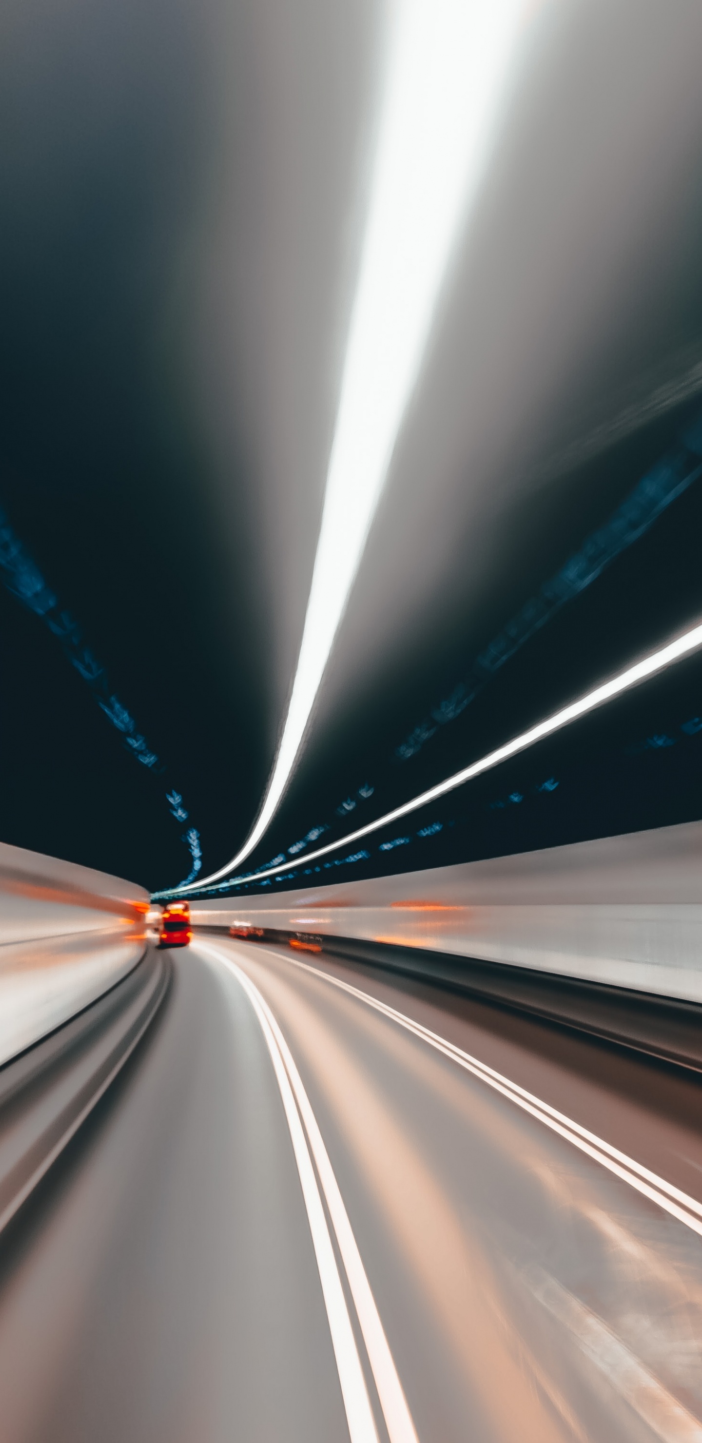 White and Blue Light in a Tunnel. Wallpaper in 1440x2960 Resolution