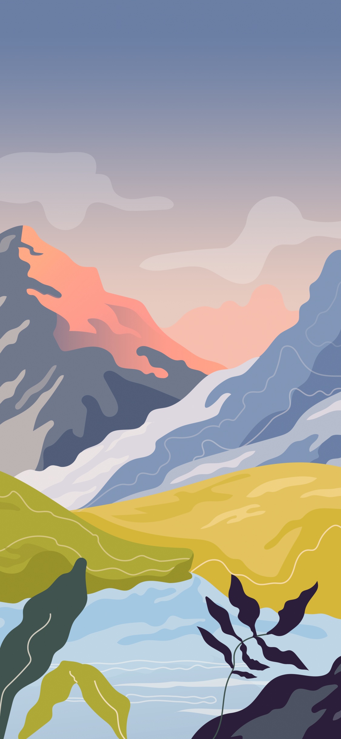 Art, Toile, Affiche, la Peinture de Paysage, Illustration. Wallpaper in 1125x2436 Resolution