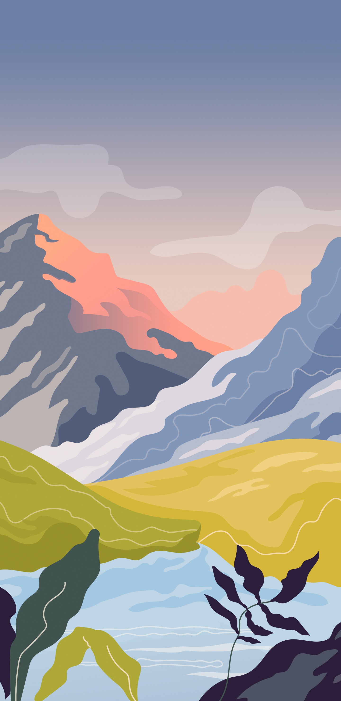 Arte, Lienzo, Cartel, la Pintura de Paisaje, Ilustración. Wallpaper in 1440x2960 Resolution