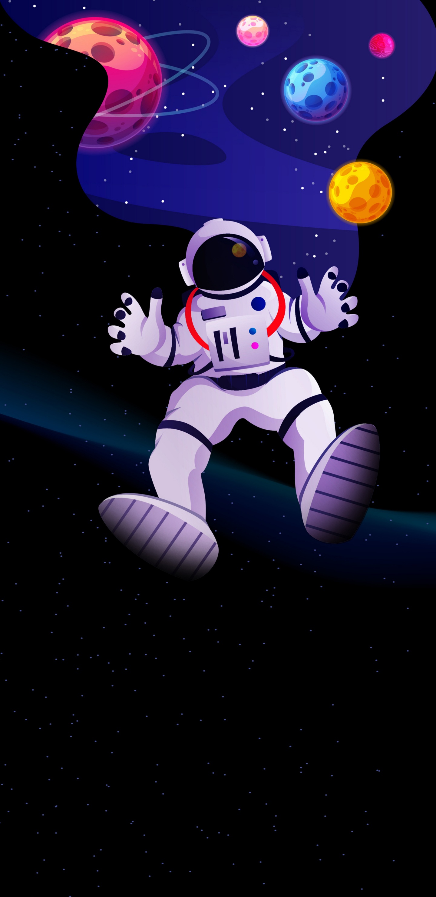 Space, Astronaut, Art, Poster, Exhibition. Wallpaper in 1440x2960 Resolution