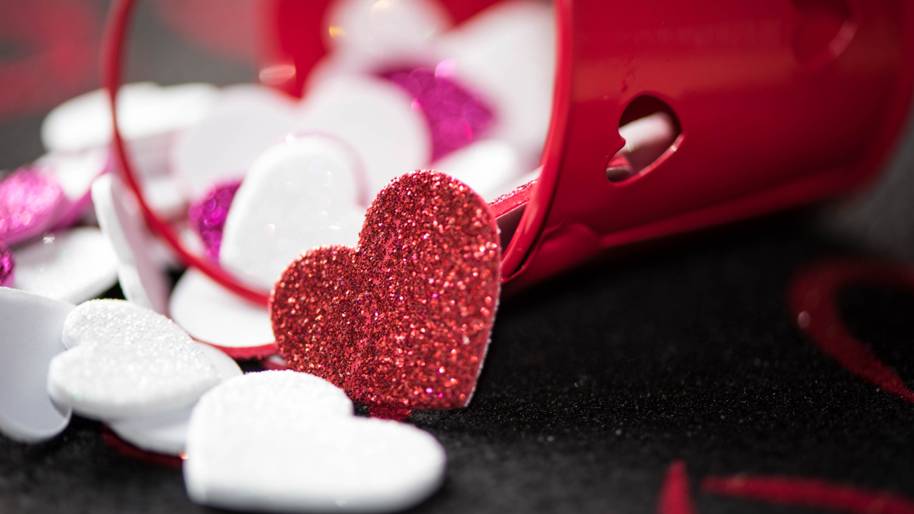 Herzen, Funkeln, Valentines Tag, Pink, Liebe. Wallpaper in 1280x720 Resolution