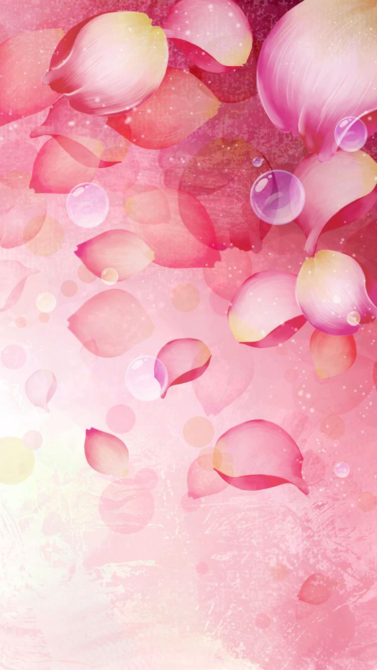 Pink and White Bubbles on Water. Wallpaper in 750x1334 Resolution