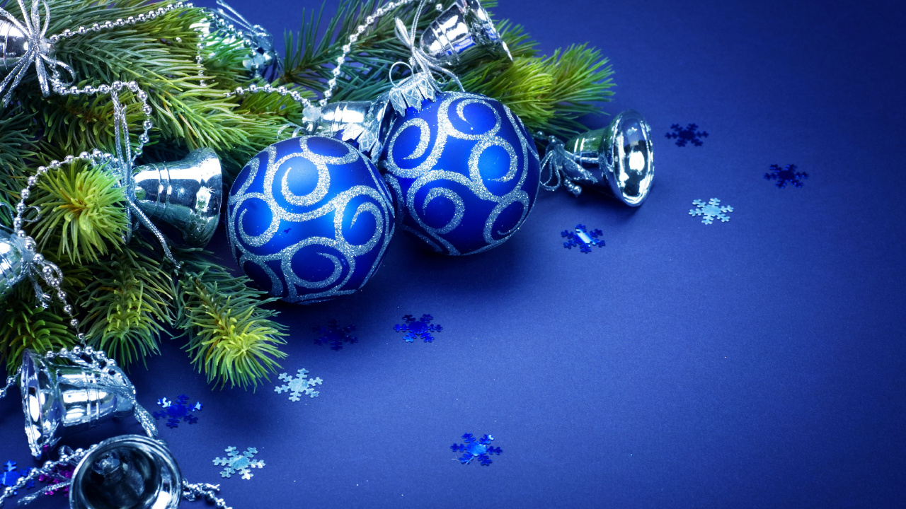 Weihnachten, Christmas Ornament, Blau, Weihnachtsdekoration, Baum. Wallpaper in 1280x720 Resolution