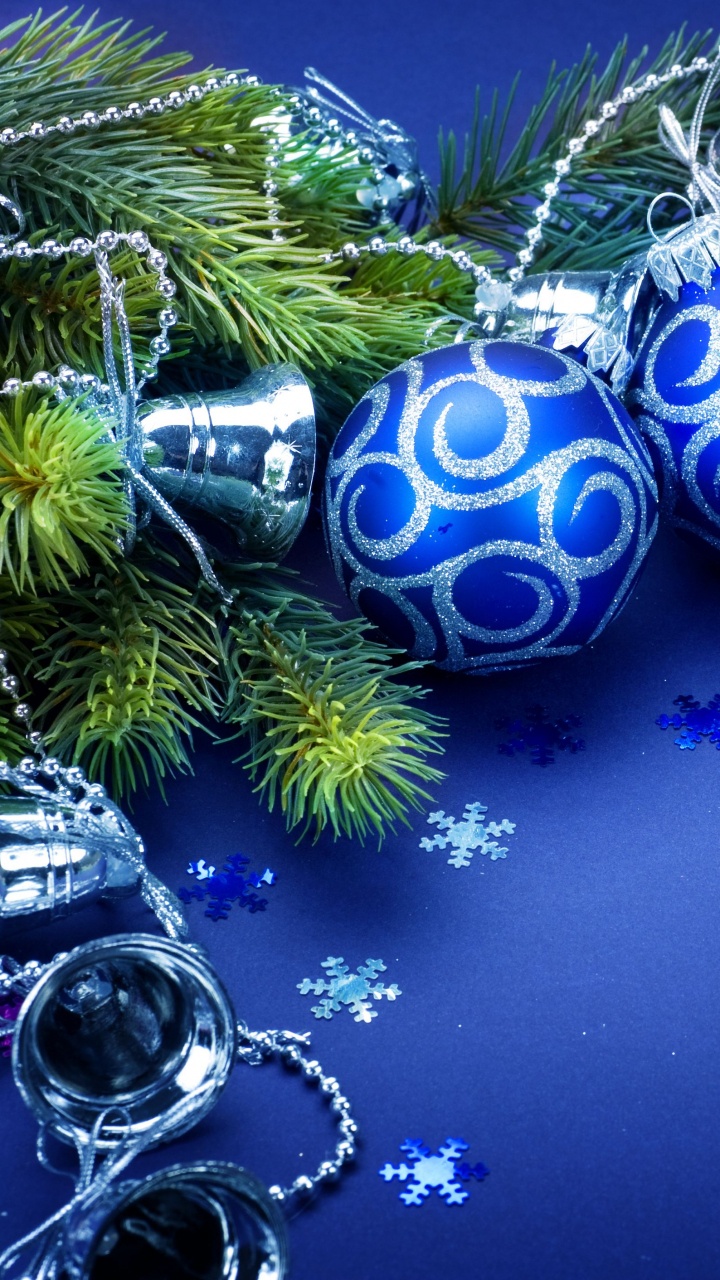 Weihnachten, Christmas Ornament, Blau, Weihnachtsdekoration, Baum. Wallpaper in 720x1280 Resolution