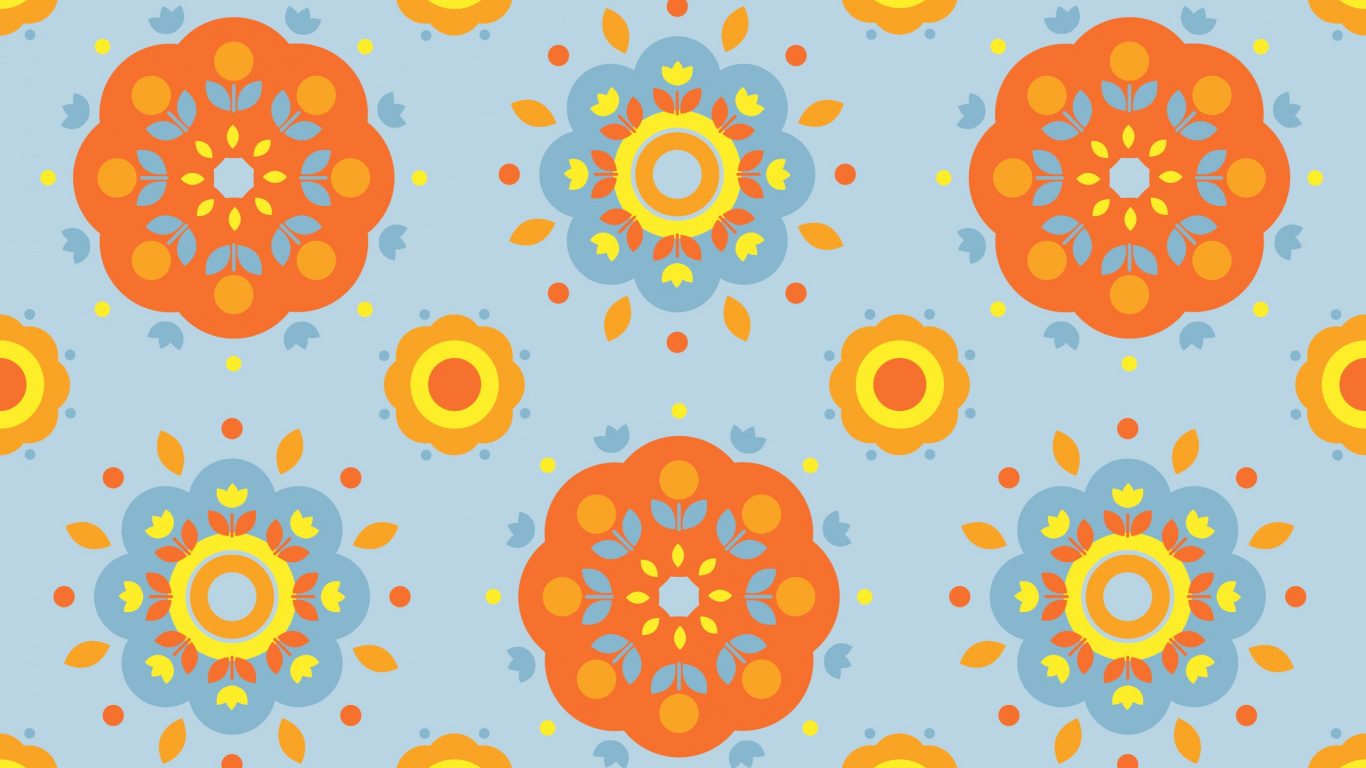 Gelbe Und Weiße Blumenillustration. Wallpaper in 1366x768 Resolution