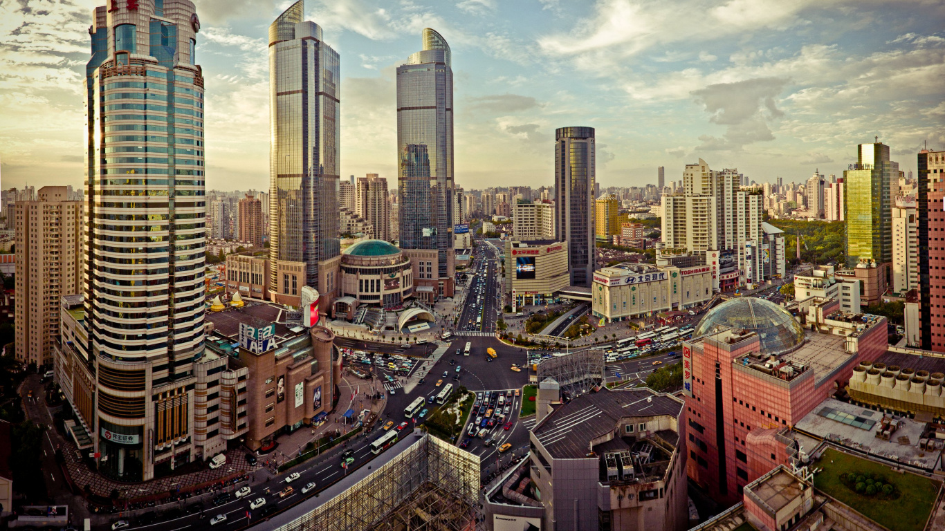 City Buildings Under Blue Sky During Daytime. Wallpaper in 1366x768 Resolution