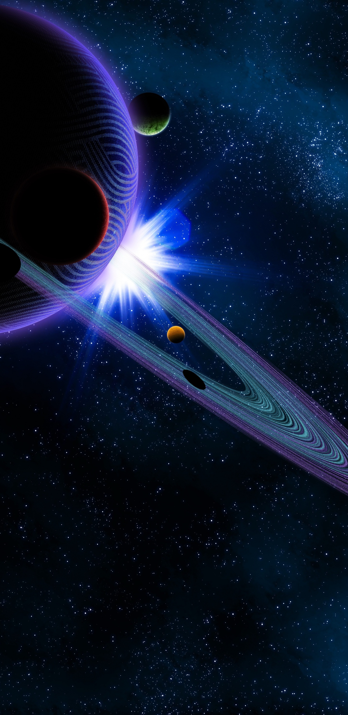 Nave Espacial Azul y Blanca. Wallpaper in 1440x2960 Resolution