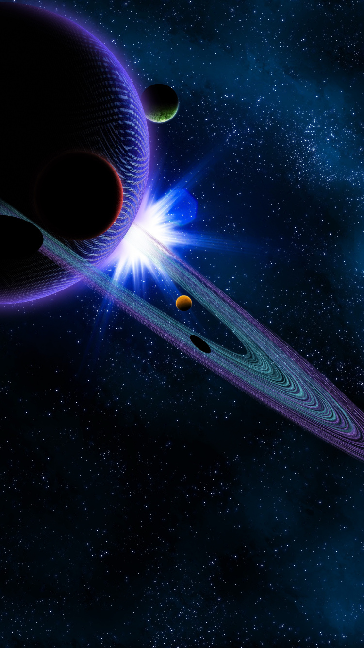 Nave Espacial Azul y Blanca. Wallpaper in 750x1334 Resolution