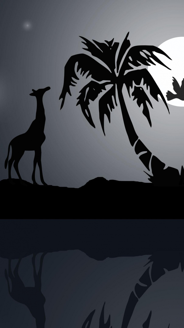 Mondlicht, Atmosphäre, Kunst, Astronomisches Objekt, Vogel. Wallpaper in 750x1334 Resolution