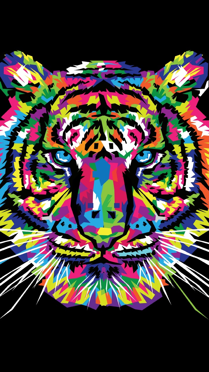 Orange Black and White Tiger Illustration. Wallpaper in 720x1280 Resolution