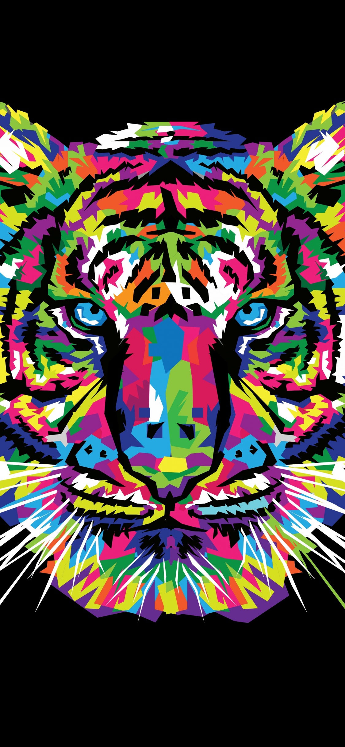 Ilustración de Tigre Blanco y Negro Naranja. Wallpaper in 1125x2436 Resolution