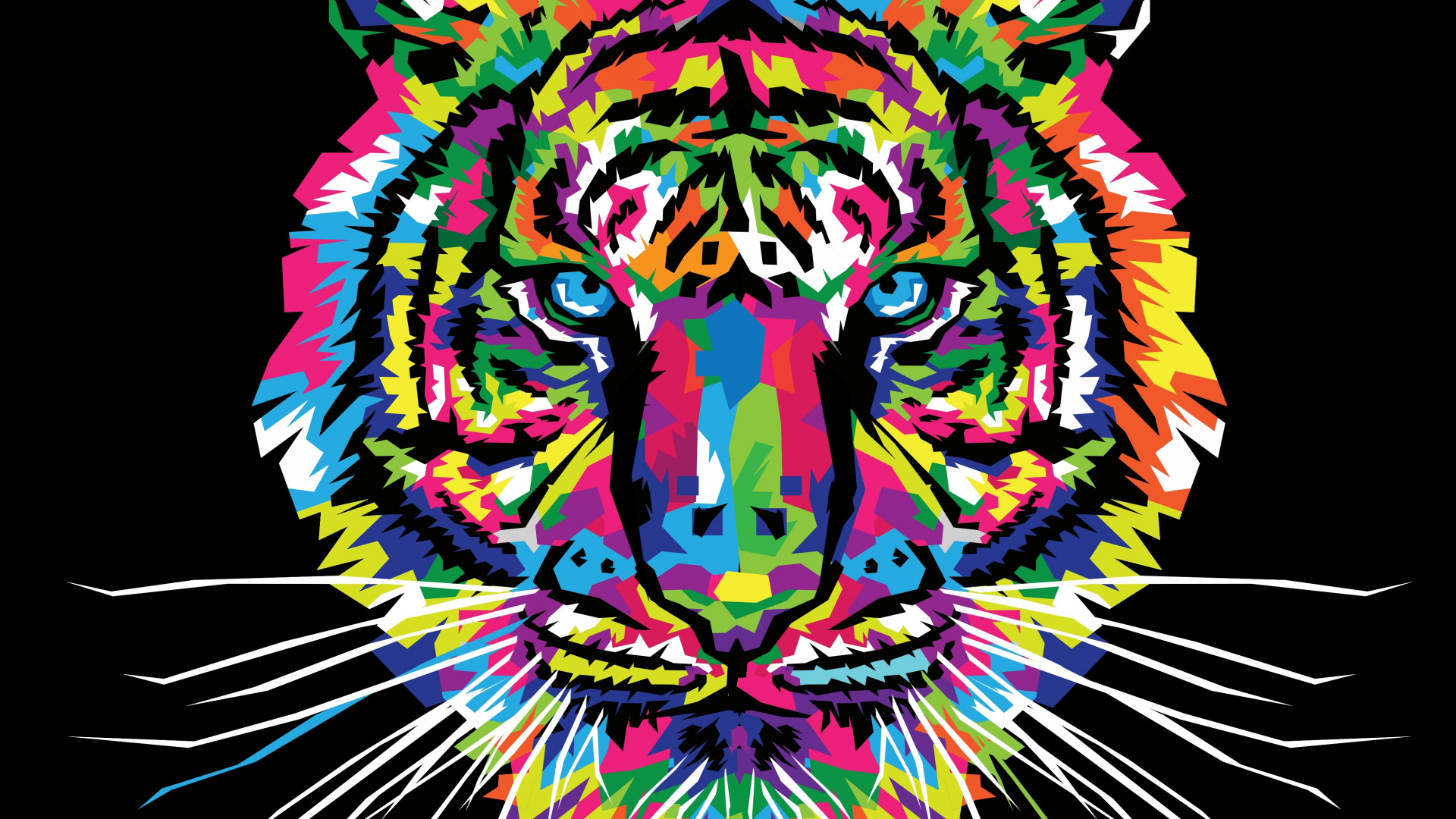 Ilustración de Tigre Blanco y Negro Naranja. Wallpaper in 1920x1080 Resolution