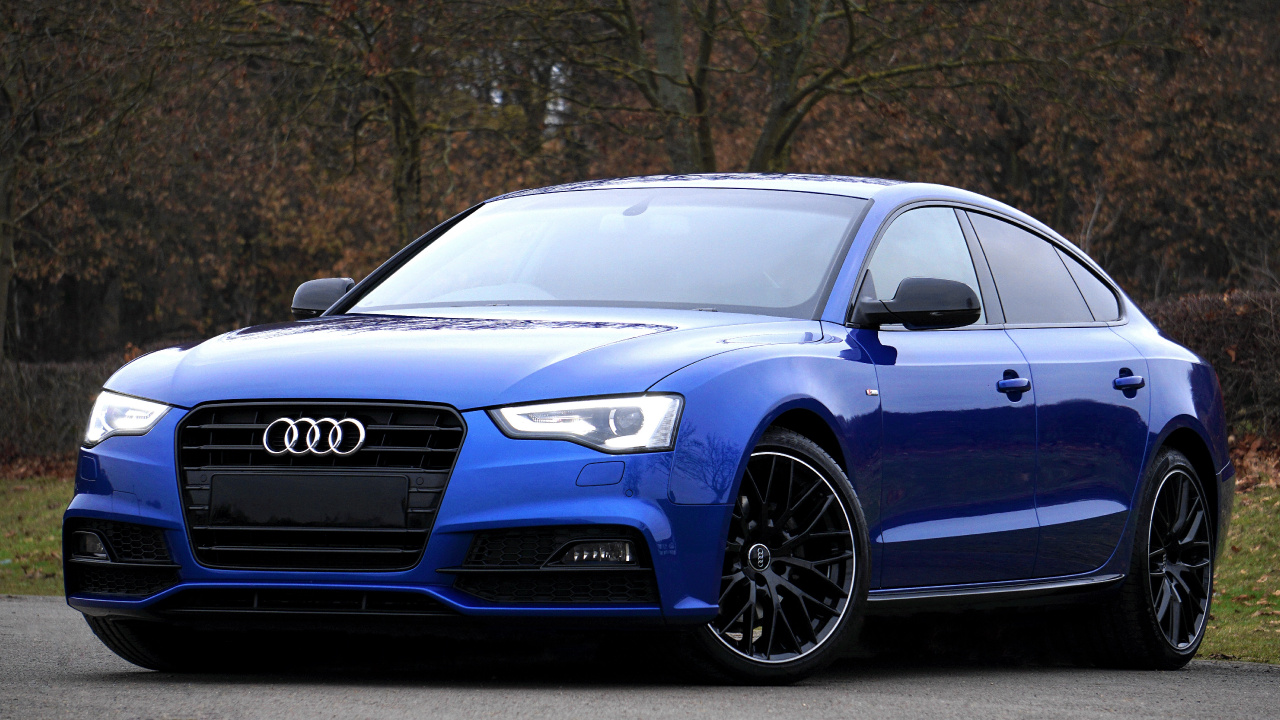 Blue Audi a 4 Coupe. Wallpaper in 1280x720 Resolution