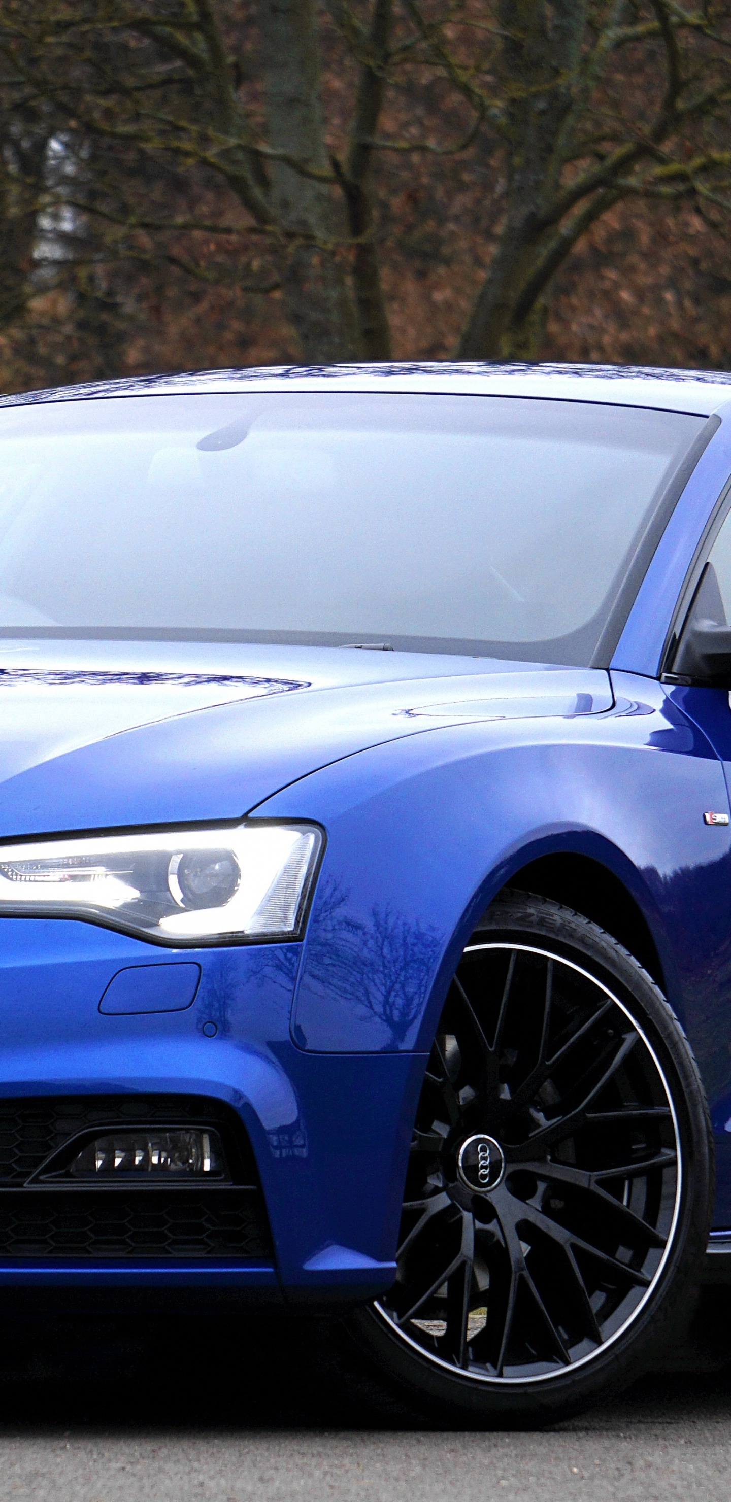 Blue Audi a 4 Coupe. Wallpaper in 1440x2960 Resolution