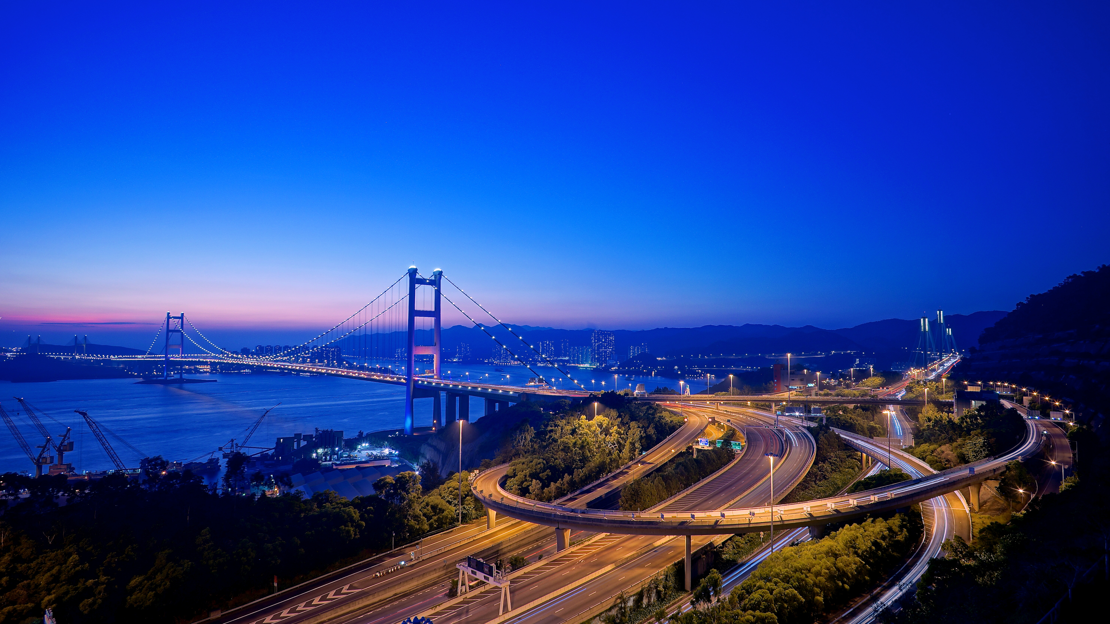 Tsing Ma Bridge, Bridge, City, Road, Guangzhou. Wallpaper in 3840x2160 Resolution