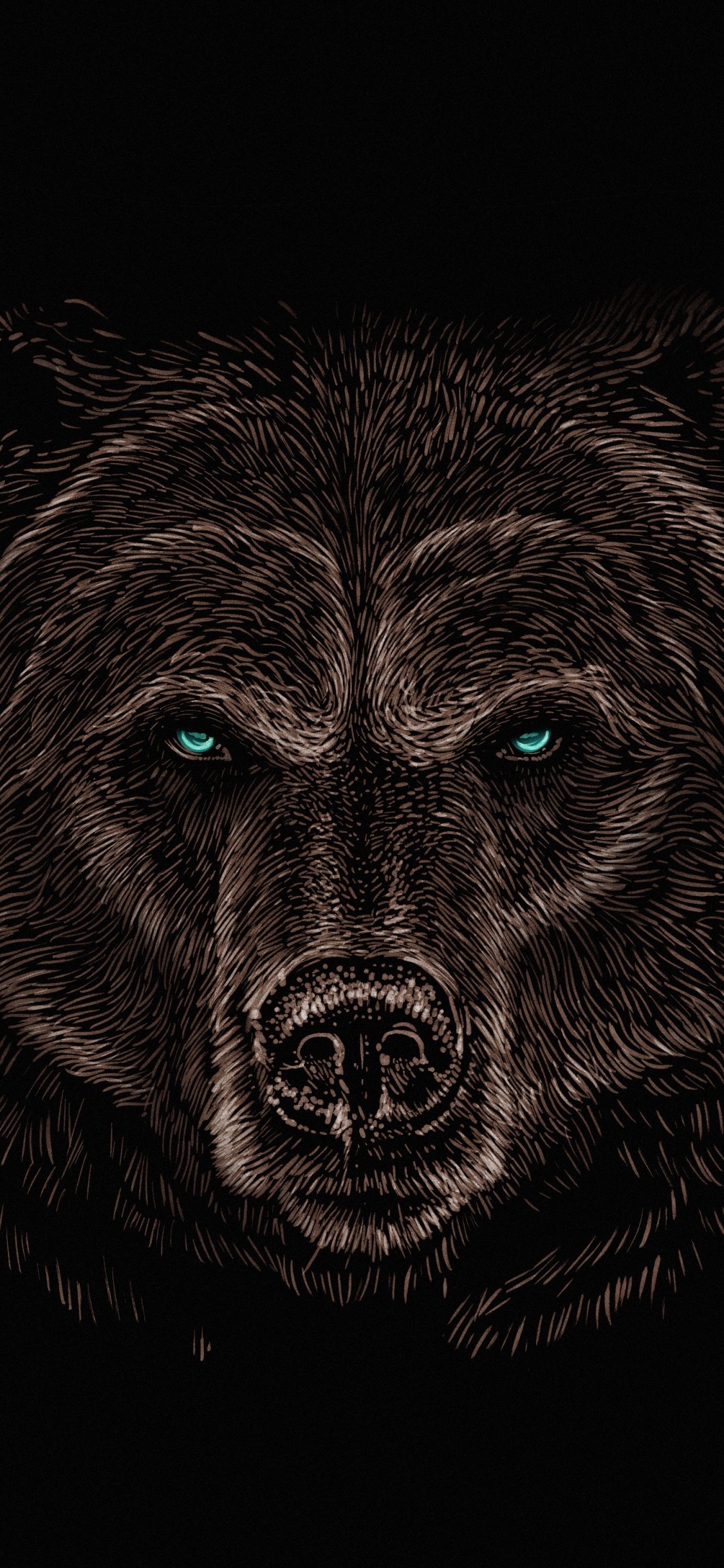 Grizzli, Ours Noir Américain, Felidae, Carnivora, Art. Wallpaper in 1125x2436 Resolution