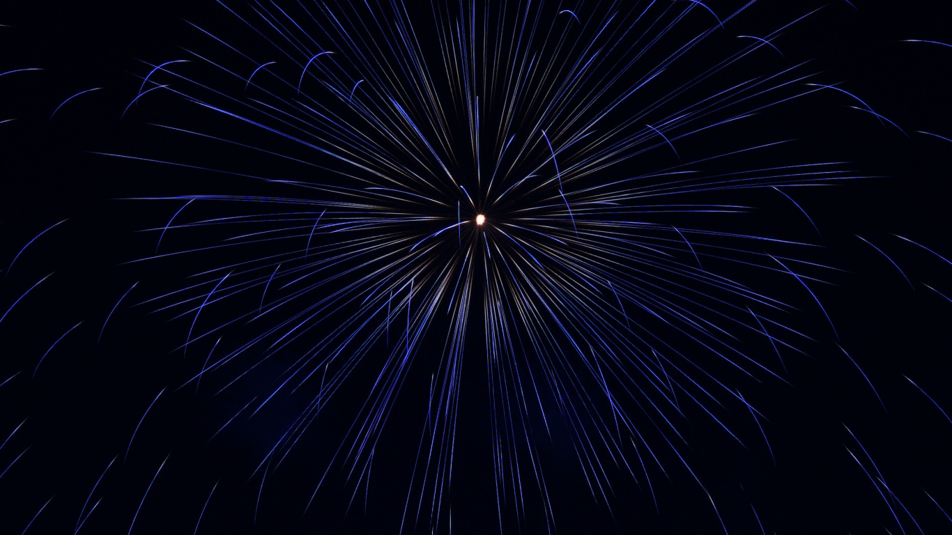 Pirotecnia, Negro, Medianoche, Morado, Luz. Wallpaper in 1366x768 Resolution