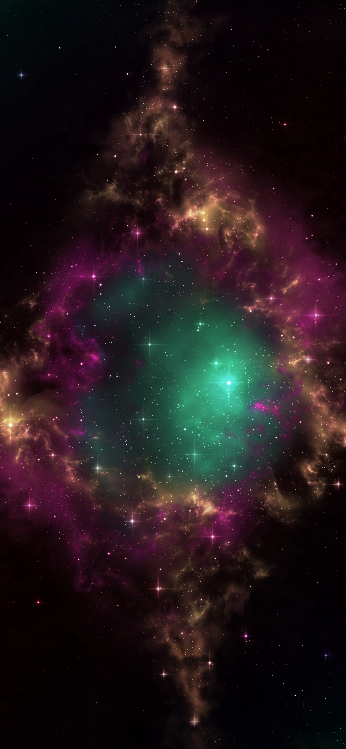 宇宙, 空间, 天文学对象, 绿色的, 明星 壁纸 1125x2436 允许