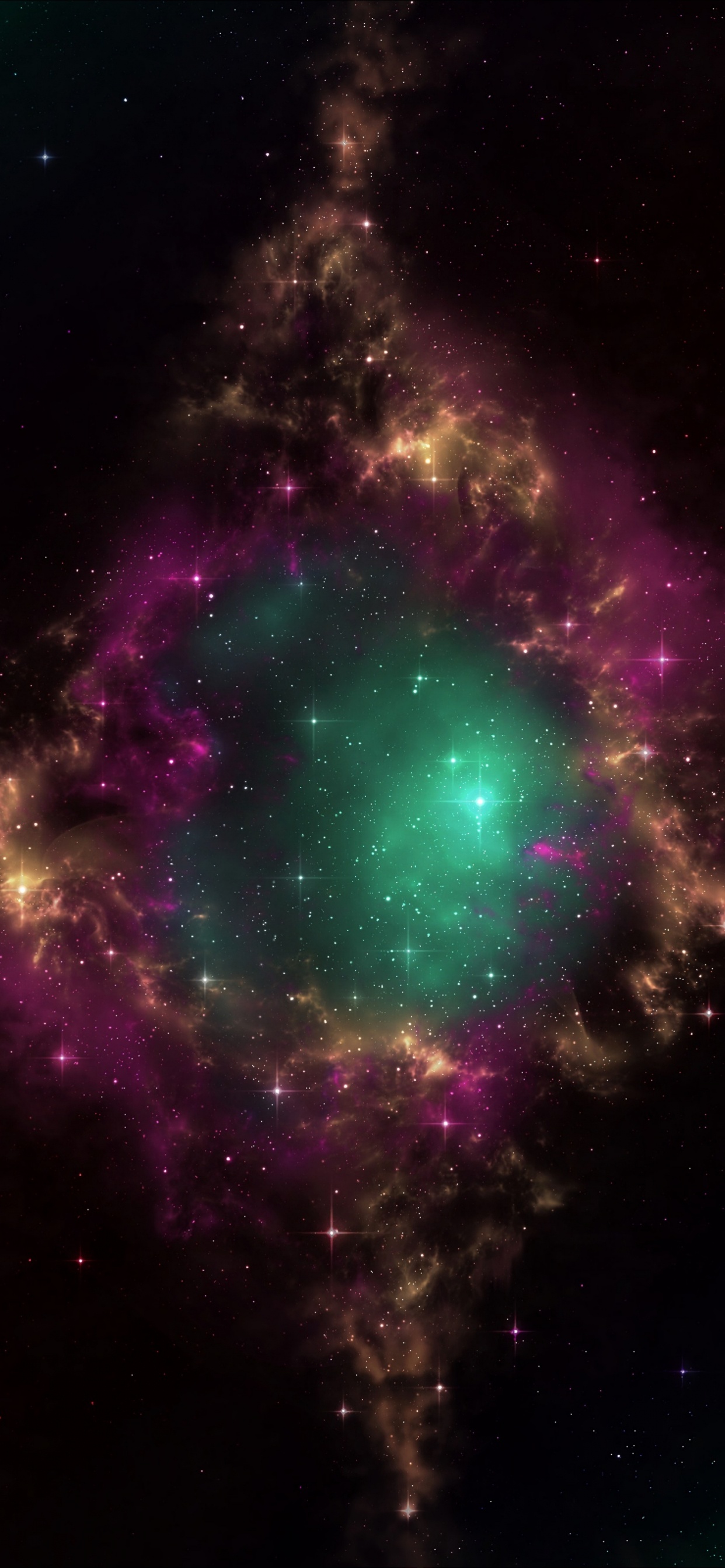 宇宙, 空间, 天文学对象, 绿色的, 明星 壁纸 1242x2688 允许