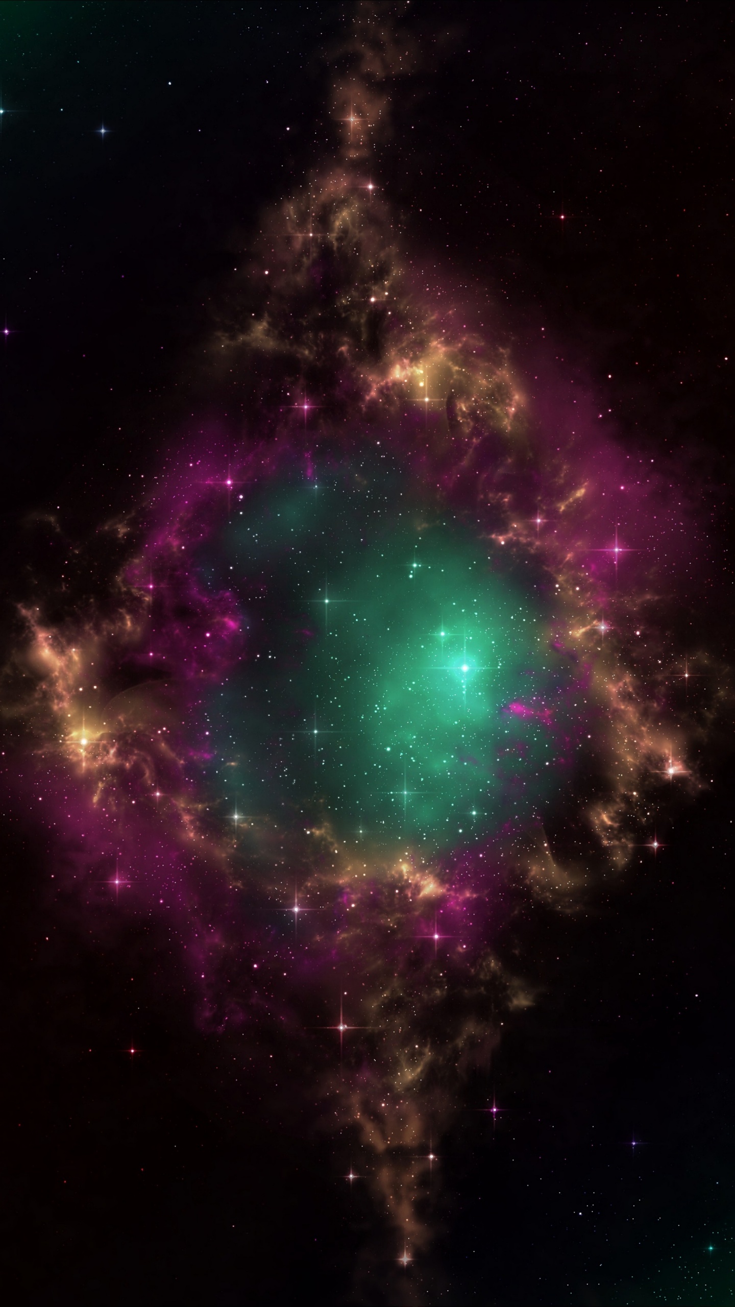 宇宙, 空间, 天文学对象, 绿色的, 明星 壁纸 1440x2560 允许