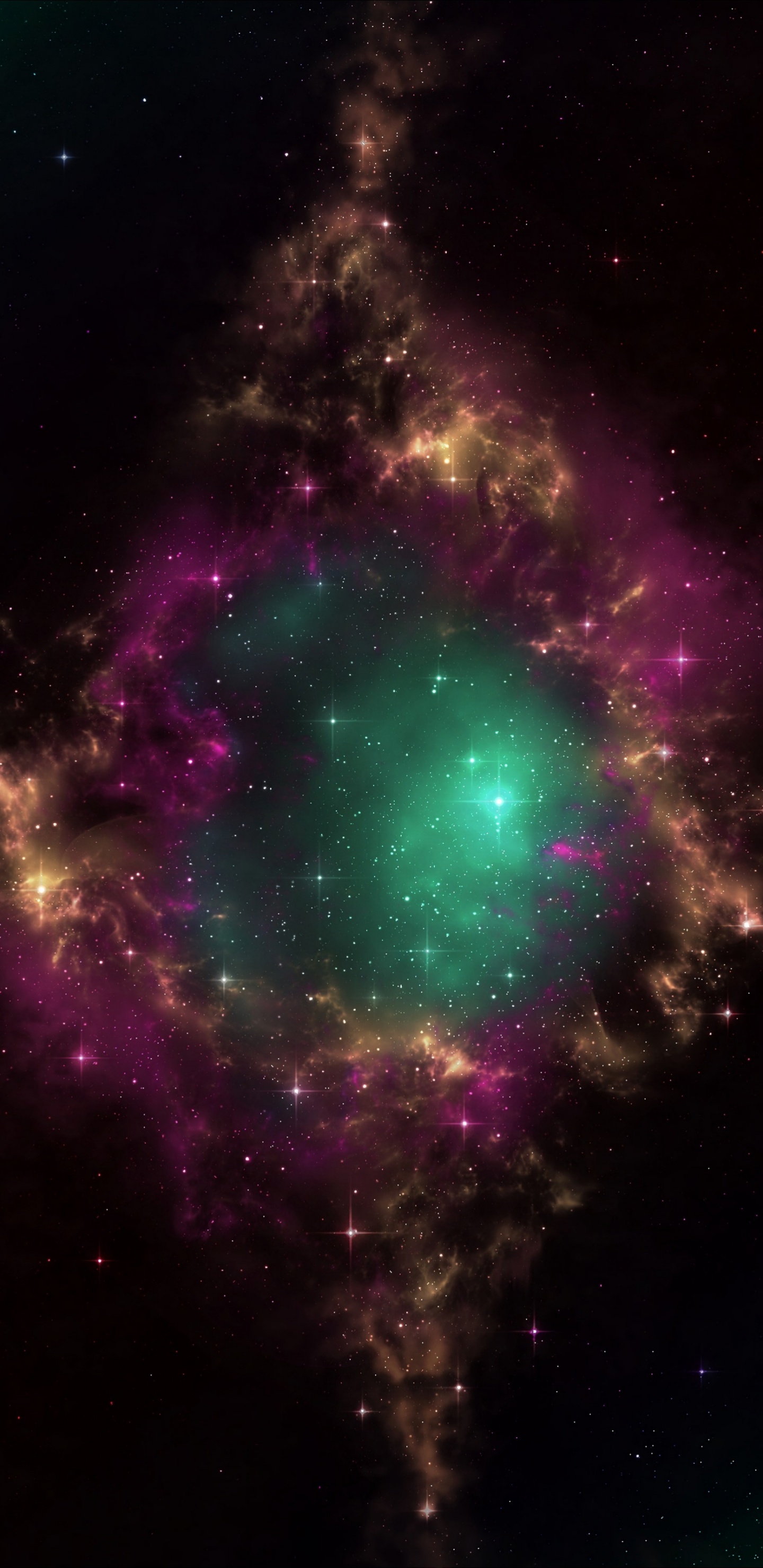 宇宙, 空间, 天文学对象, 绿色的, 明星 壁纸 1440x2960 允许