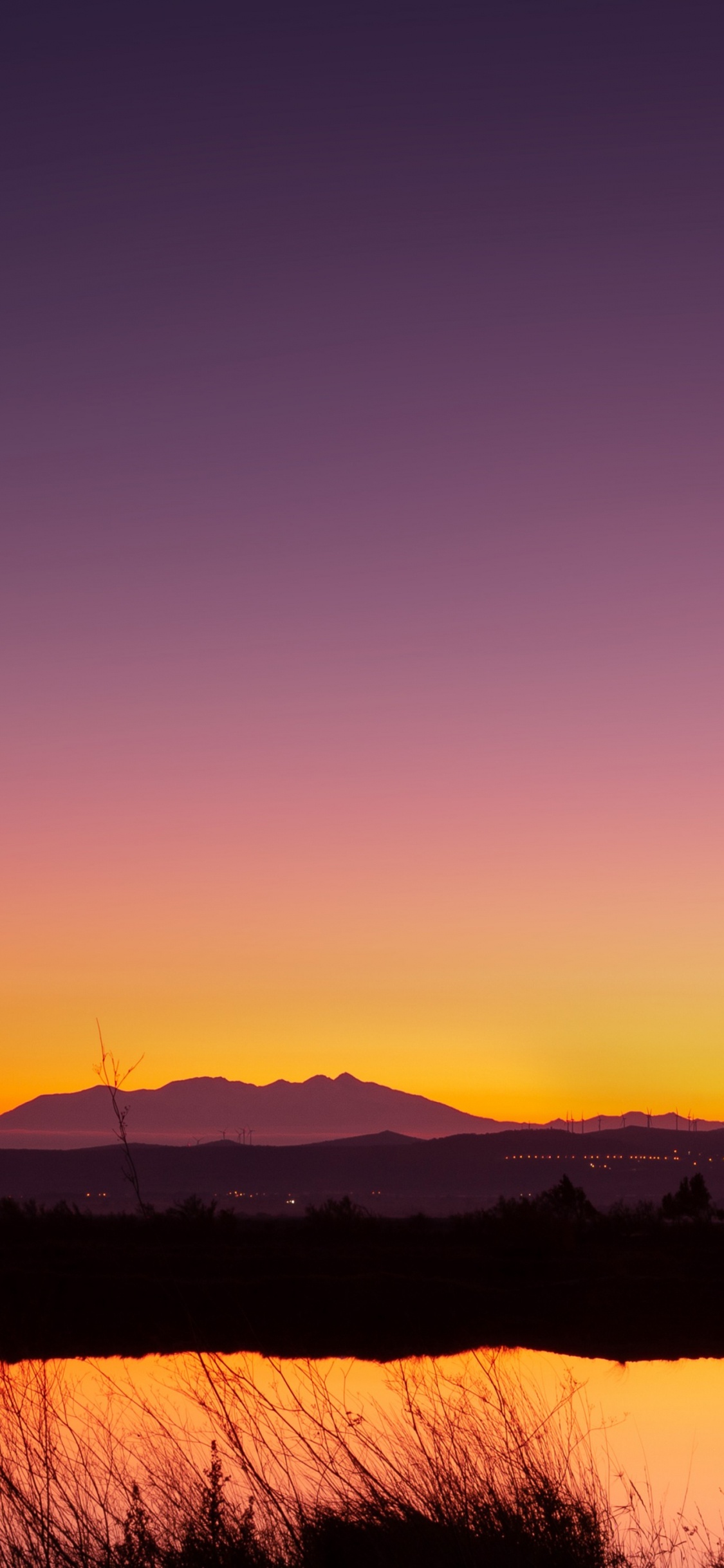 Dämmerungslandschaft, Landschaftsmalerei, Malerei, Kunst, Wasser. Wallpaper in 1125x2436 Resolution