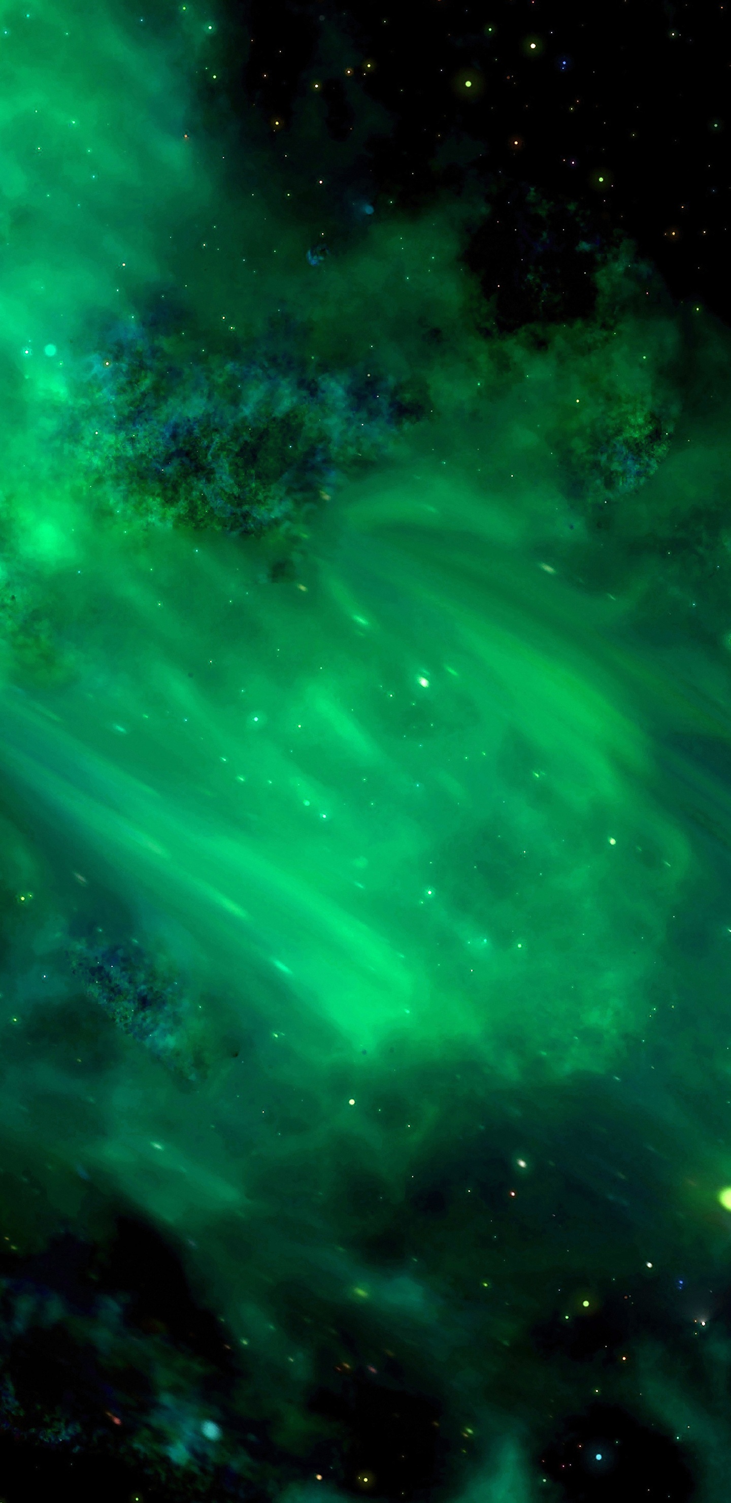 Green and Black Galaxy Illustration. Wallpaper in 1440x2960 Resolution