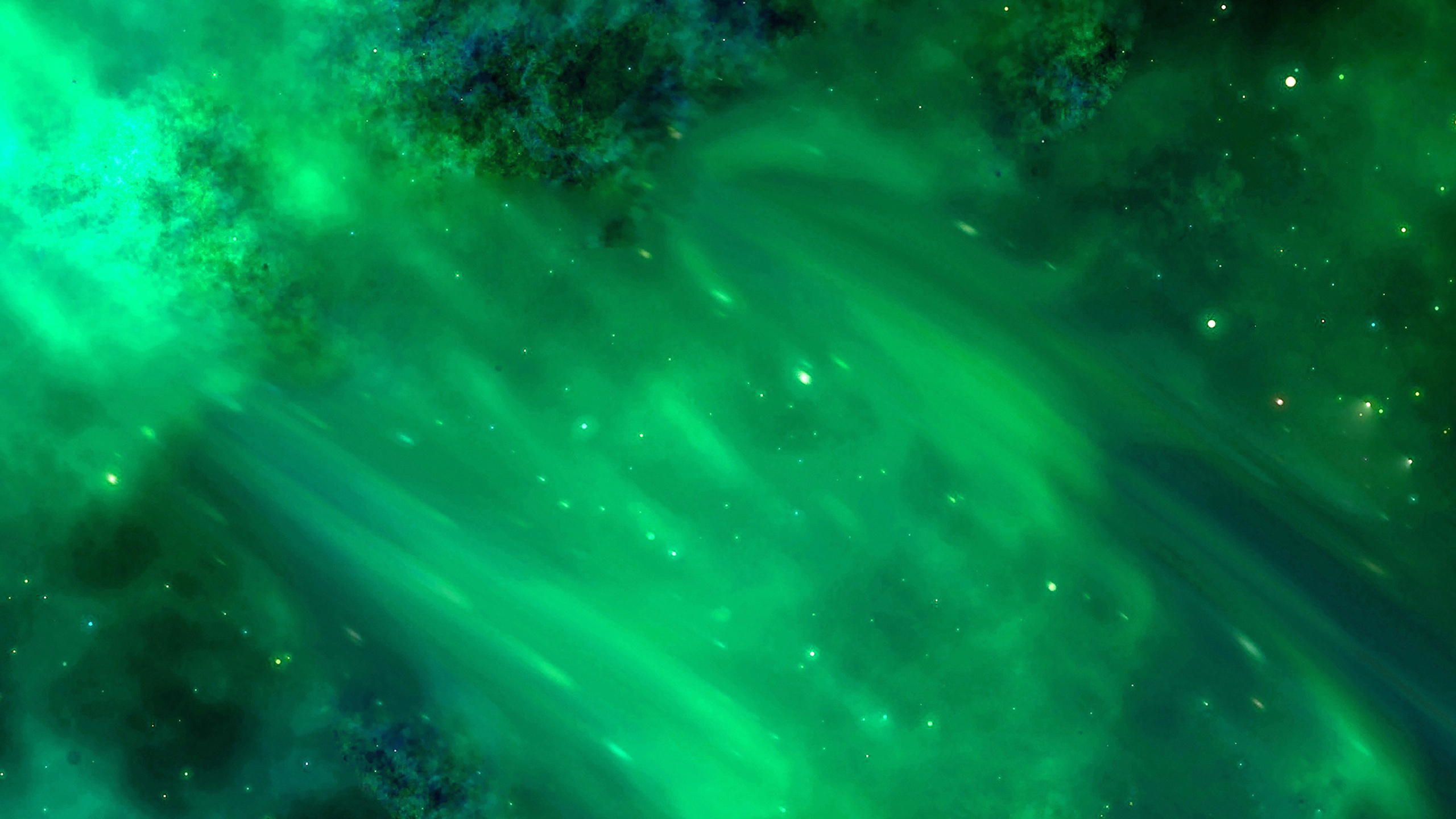 Green and Black Galaxy Illustration. Wallpaper in 2560x1440 Resolution