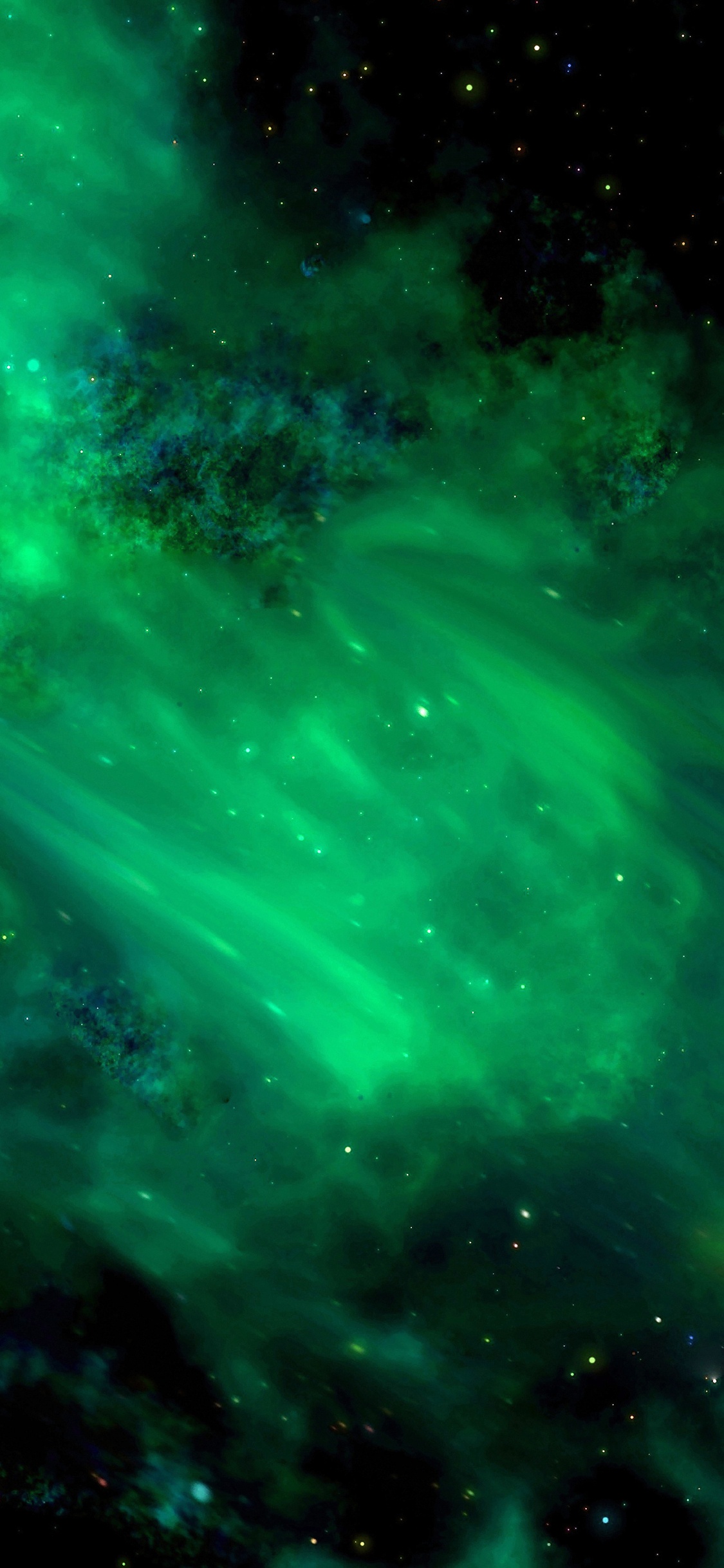 Illustration de la Galaxie Verte et Noire. Wallpaper in 1125x2436 Resolution