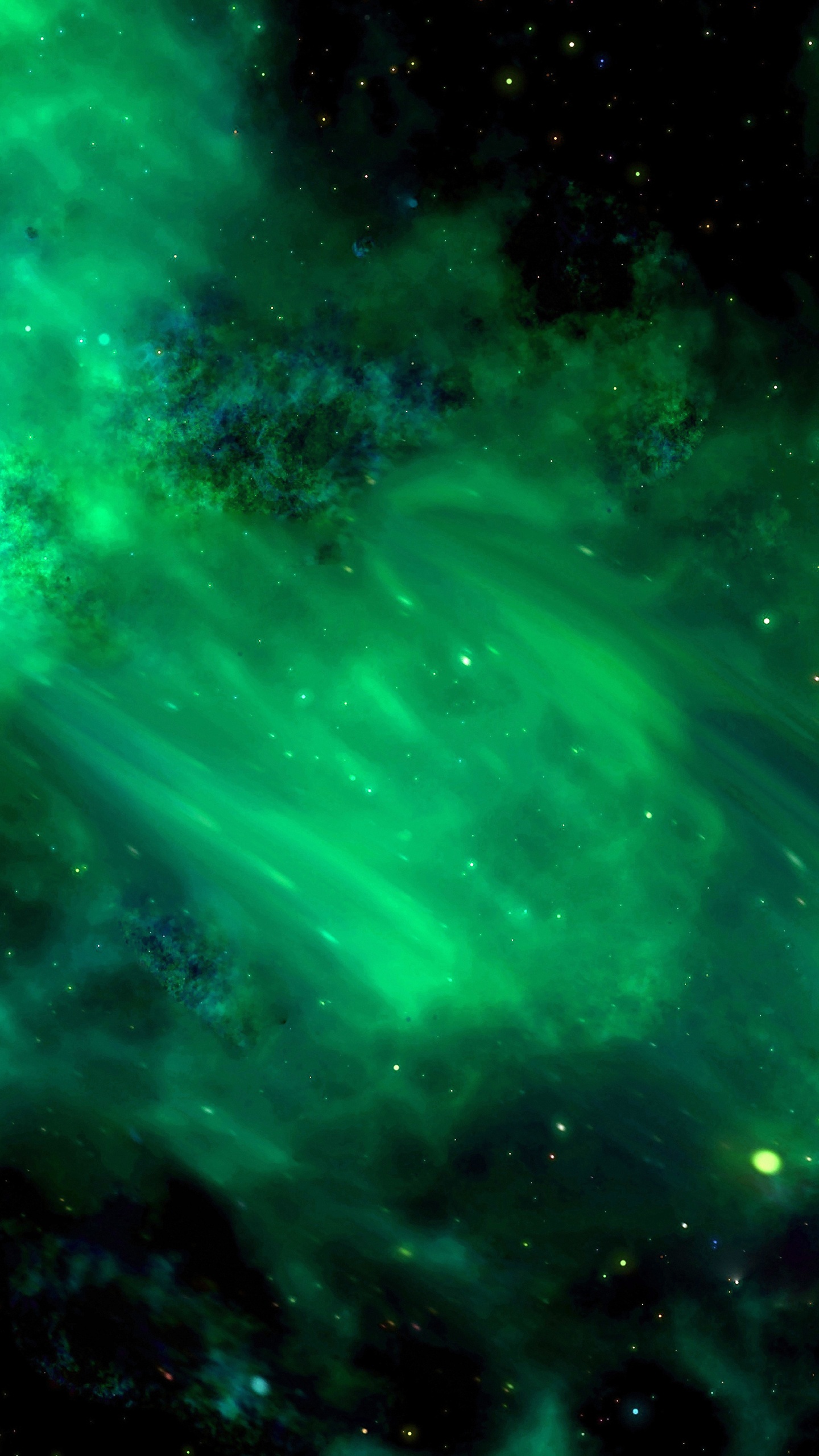 Illustration de la Galaxie Verte et Noire. Wallpaper in 1440x2560 Resolution