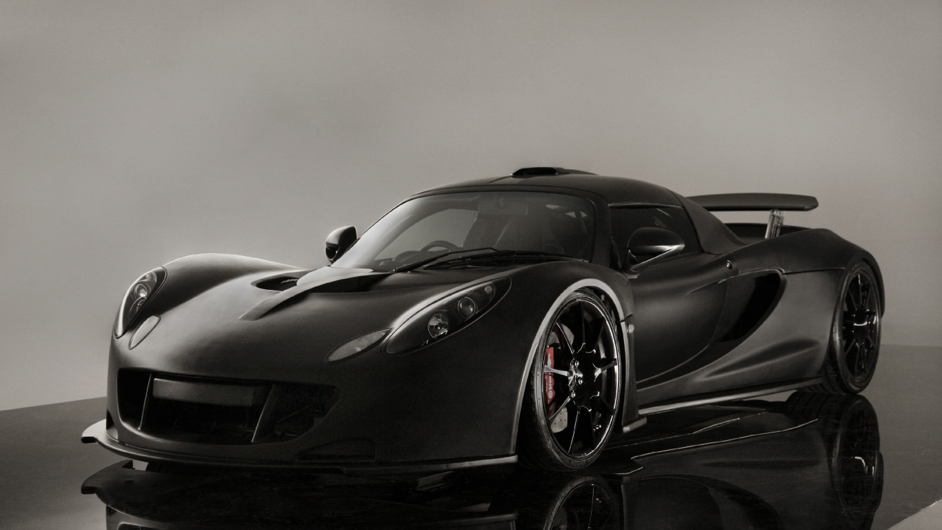 Black Lamborghini Aventador in a Gray Room. Wallpaper in 1366x768 Resolution