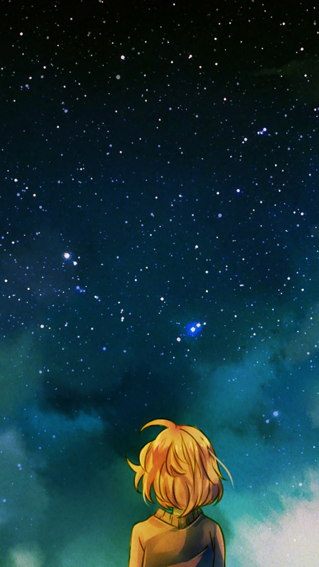 Blonde Haired Woman in White Tank Top Under Starry Night. Wallpaper in 1080x1920 Resolution