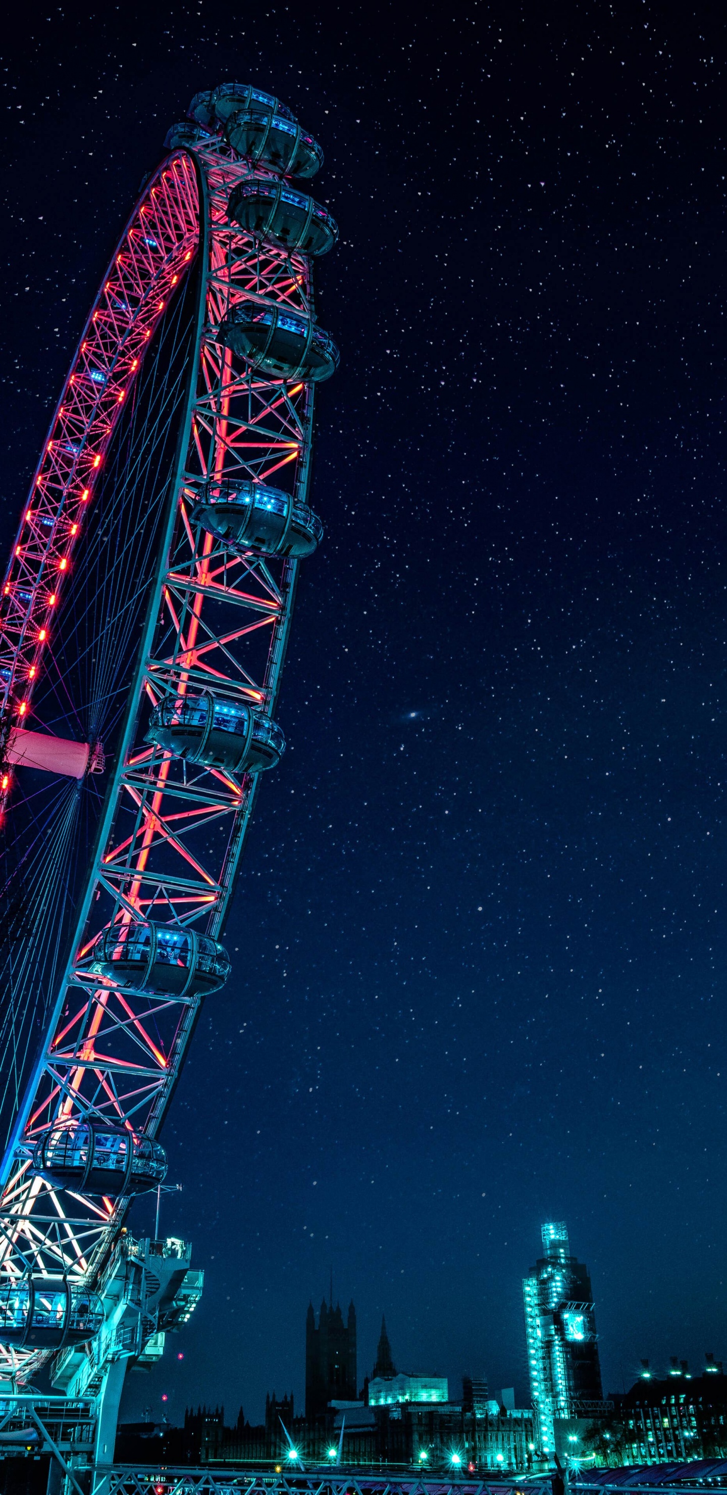 Oribloom, Arte, Azul, Naturaleza, Rueda de la Fortuna. Wallpaper in 1440x2960 Resolution