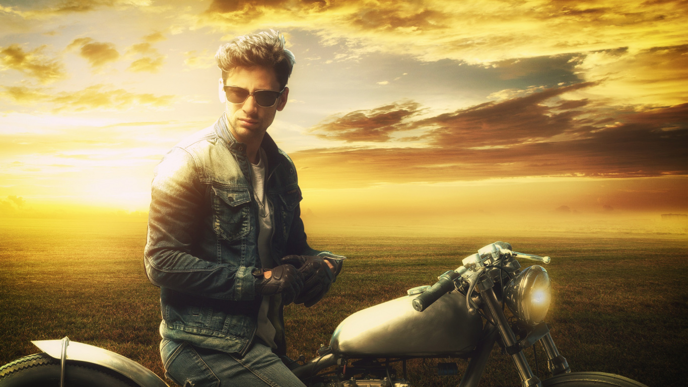 Fraîcheur, la Moto, Film, Veste en Cuir, L'art Numérique. Wallpaper in 1366x768 Resolution