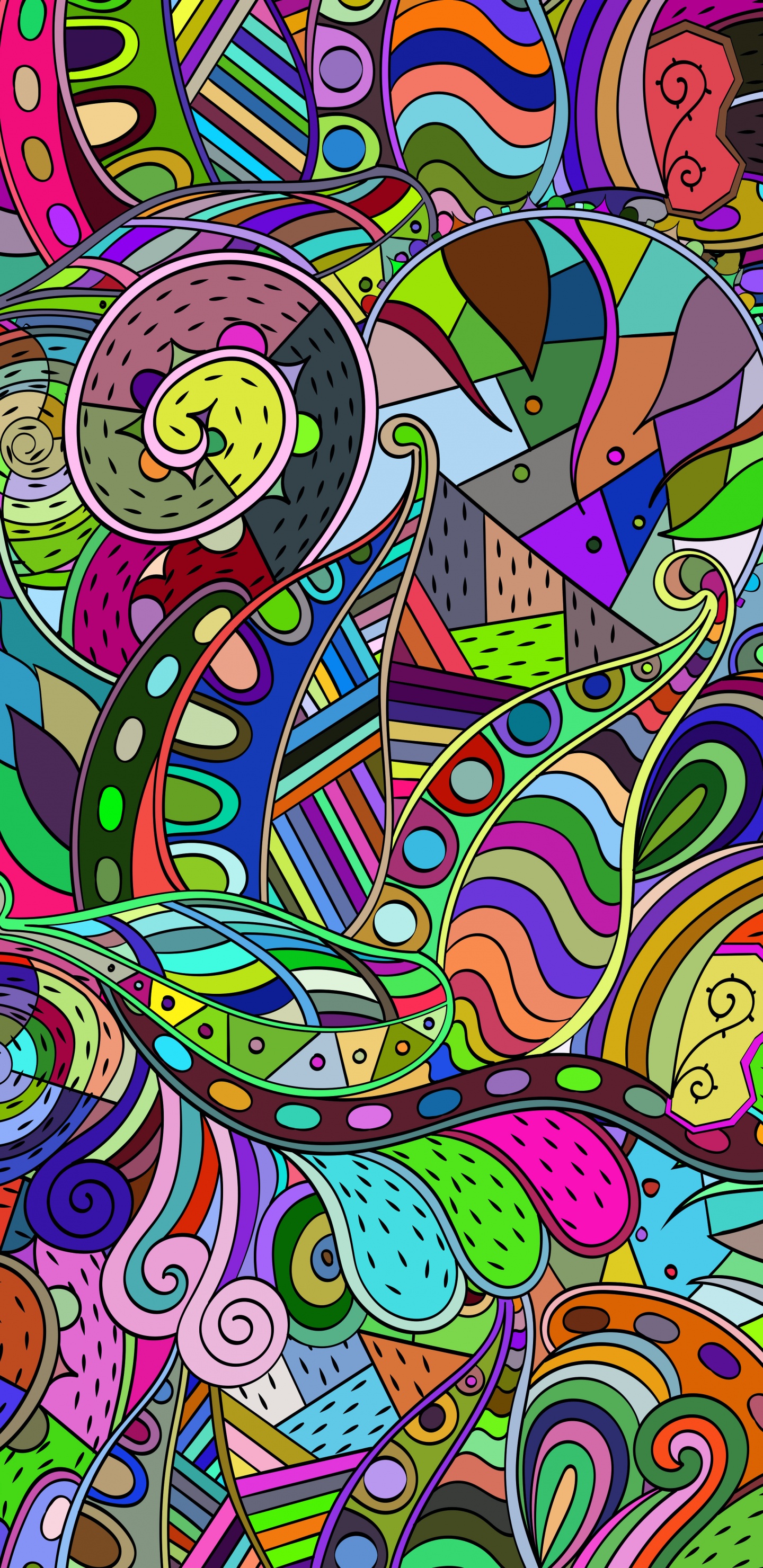 Pintura Abstracta Verde Amarillo y Rojo. Wallpaper in 1440x2960 Resolution