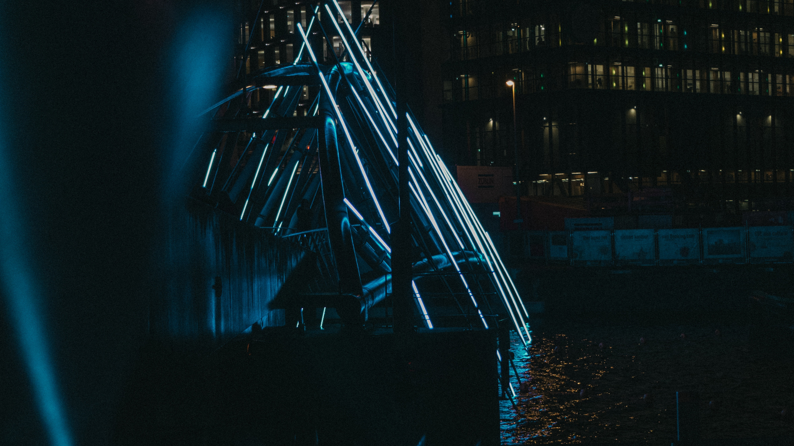 Blue Light on a City. Wallpaper in 2560x1440 Resolution