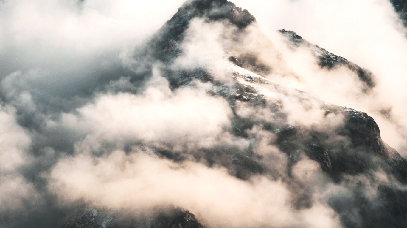 Cloud, Atmosphere, Mountain, Natural Landscape, Sunlight. Wallpaper in 1366x768 Resolution