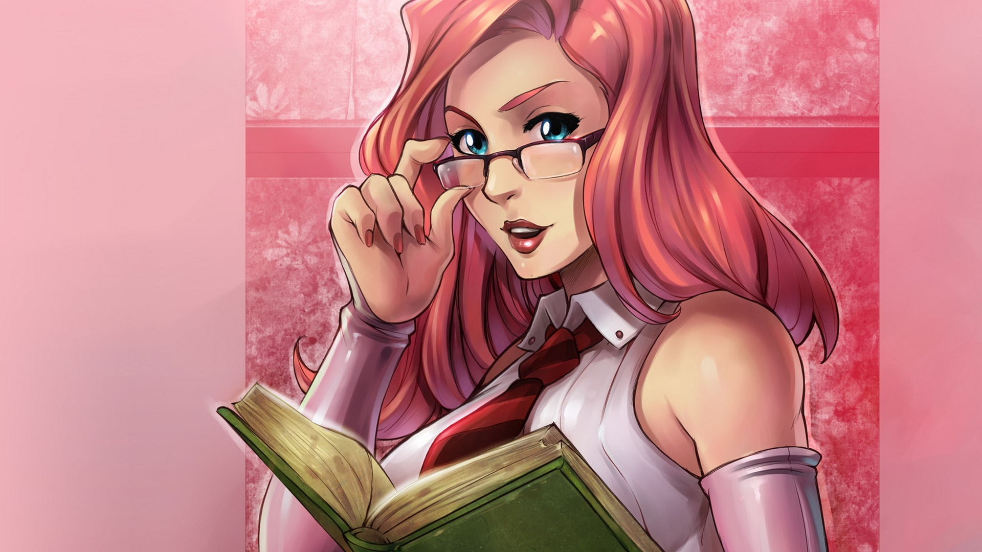 Red Haired Female Anime Character. Wallpaper in 1920x1080 Resolution