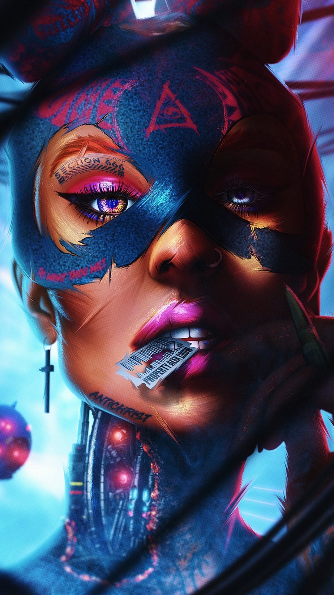 Lip, Art, Purple, Eyelash, Eyewear. Wallpaper in 1080x1920 Resolution