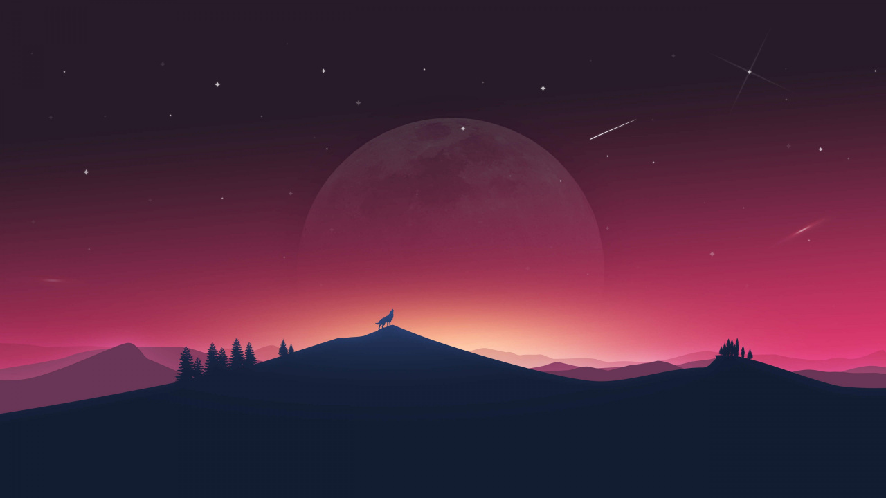 Silhouette of Mountain Under Red Sky. Wallpaper in 1280x720 Resolution