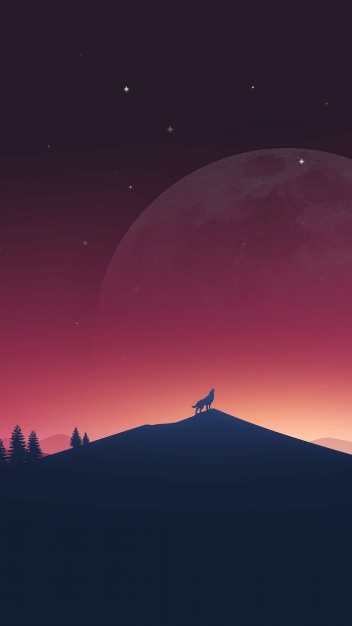 Silhouette of Mountain Under Red Sky. Wallpaper in 720x1280 Resolution