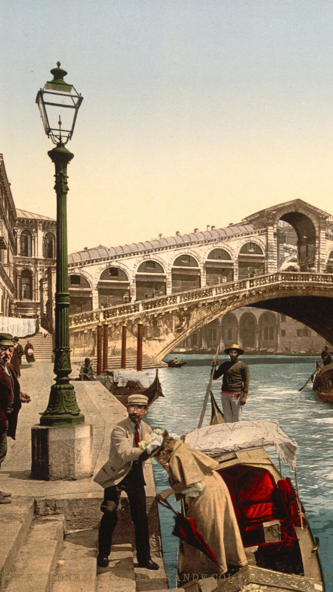 Rialto-Brücke, Gondel, Wasserstraße, Kanal, Tourismus. Wallpaper in 1080x1920 Resolution