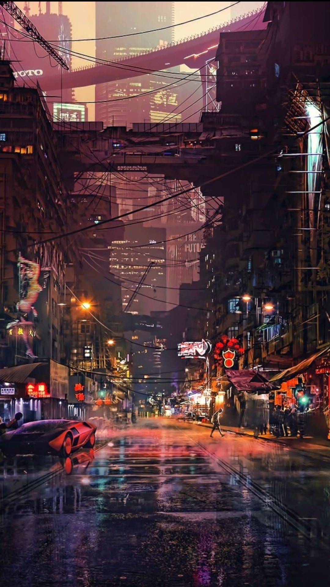 Cyberpunk, la Science-fiction, Cyberpunk 2077, Bâtiment, L'éclairage Automobile. Wallpaper in 1080x1920 Resolution