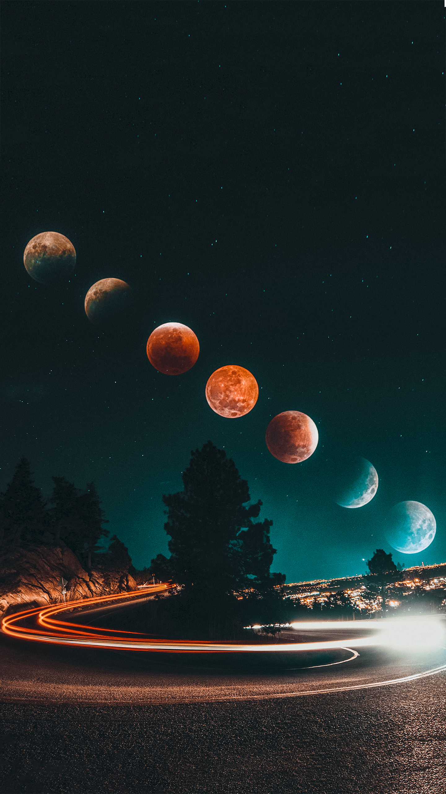 Lunar Phase, Moon, Space, Phase, Atmosphere. Wallpaper in 1440x2560 Resolution