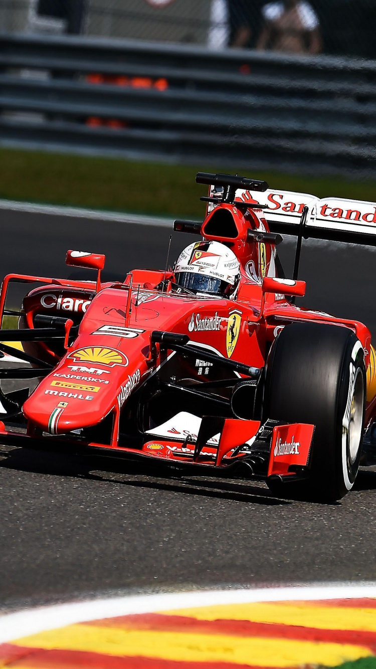 Red and Black f 1 Race Car on Track. Wallpaper in 750x1334 Resolution