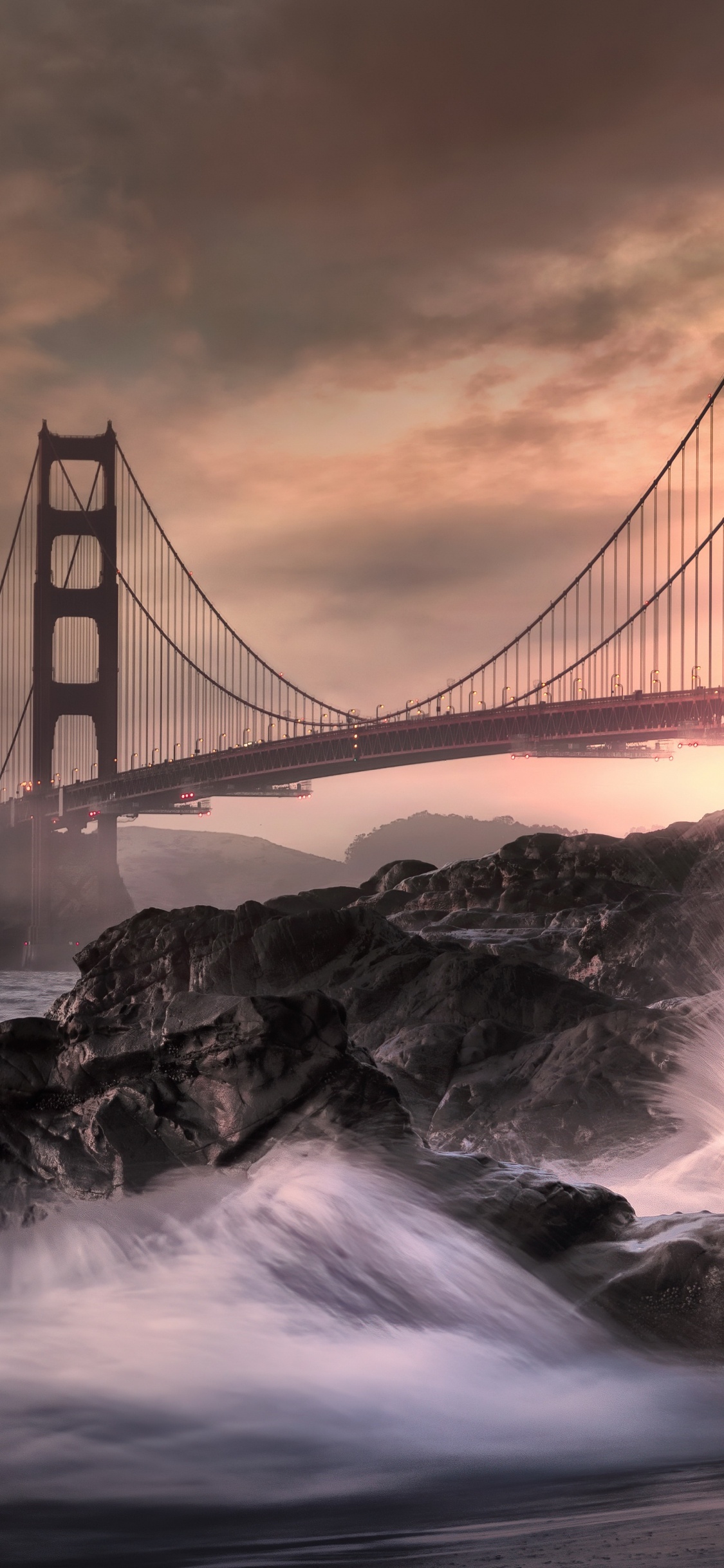 Puente Golden Gate, Baker Beach, San Francisco Oakland Bay Bridge, Agua, Ambiente. Wallpaper in 1125x2436 Resolution