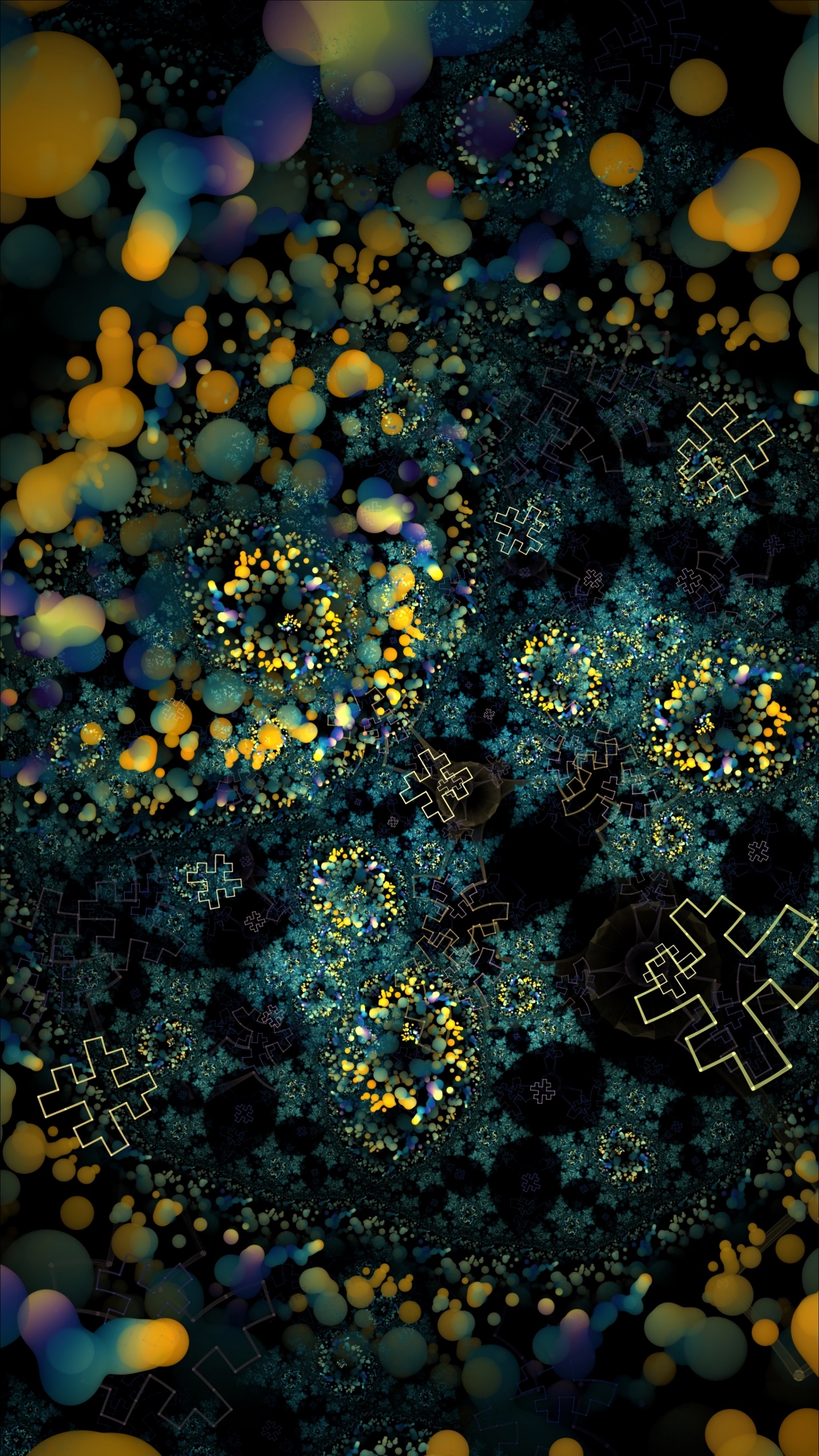 Papillon Noir et Blanc Sur Ornement Rond Bleu et Blanc. Wallpaper in 1440x2560 Resolution