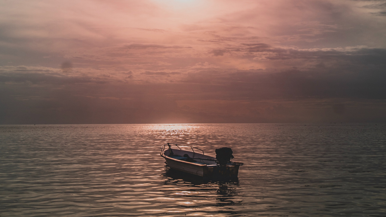 Meer, Sonnenuntergang, Horizont, Natur, Cloud. Wallpaper in 1280x720 Resolution