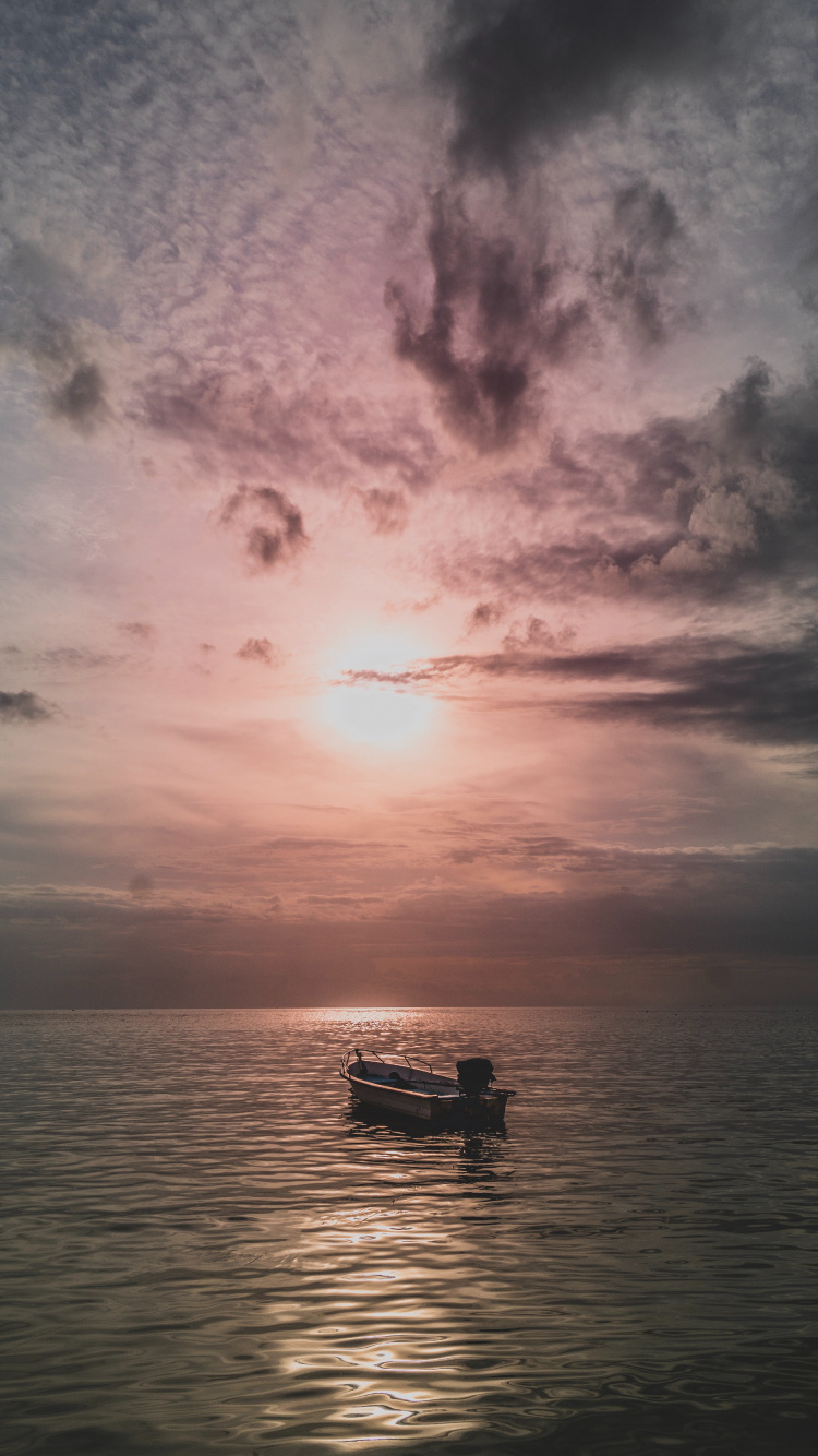 Meer, Sonnenuntergang, Horizont, Natur, Cloud. Wallpaper in 750x1334 Resolution