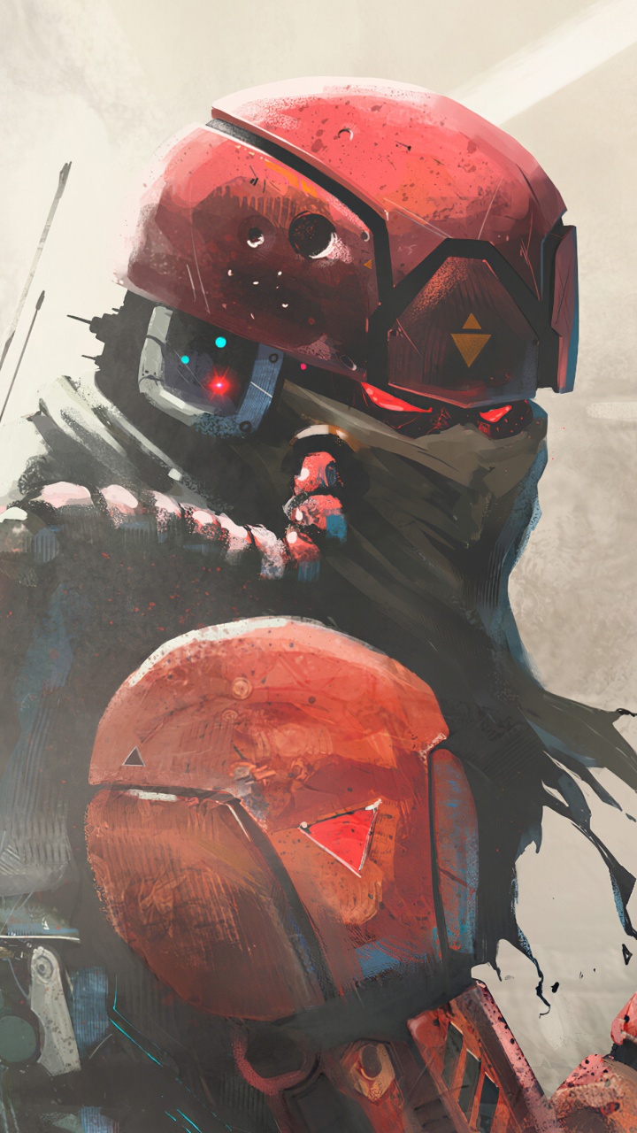 Mann in Schwarz-roter Maske Mit Schwarzem Gewehr. Wallpaper in 720x1280 Resolution